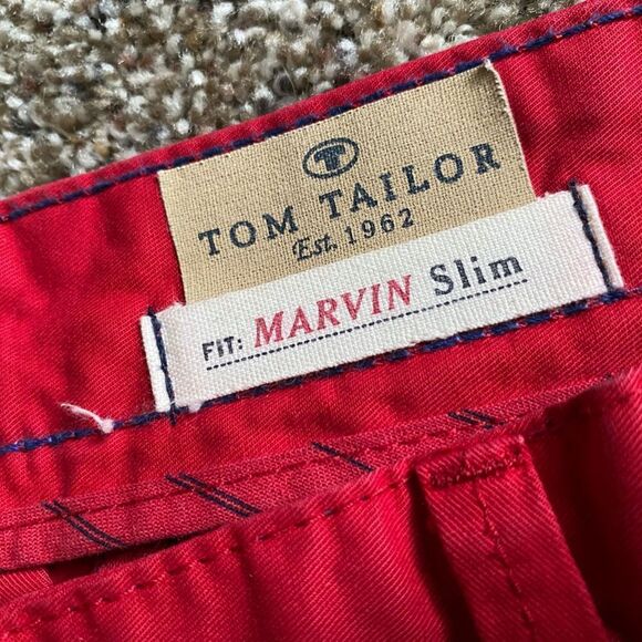 Tom Tailor Marvin Slim Red Pants Mens Size 32x32 - Picture 7 of 7